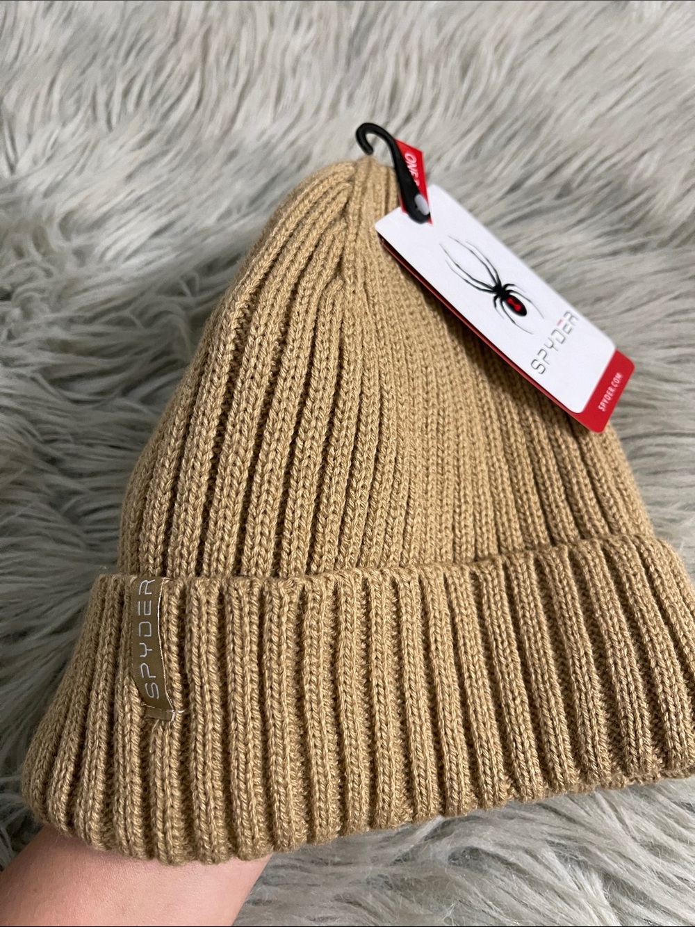 Spyder Ribbed Fold-Over Beanie - Camel/Tan - Picture 3 of 6